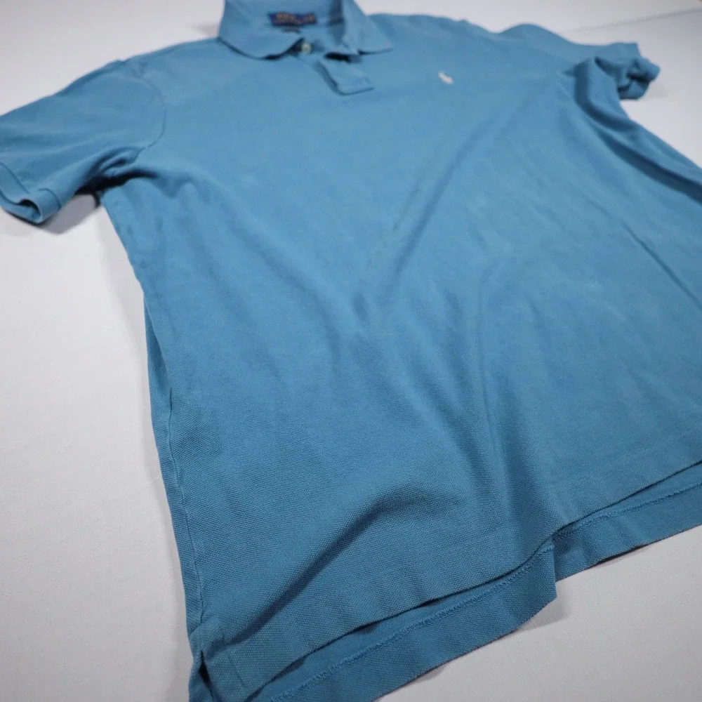 Polo Ralph Lauren Polo Shirt Mens XL Blue Classic Fit Mesh Cotton White Pony